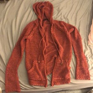 Zip up sweater/jacket with hood in auburn